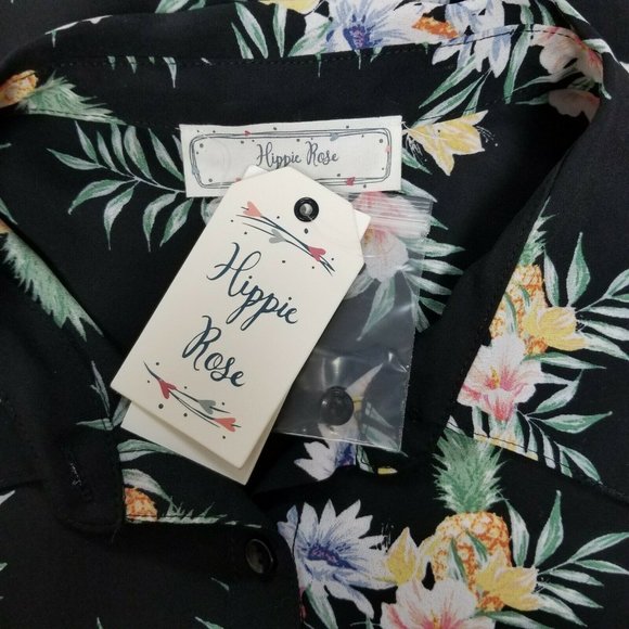 Hippie Rose Floral Pineapple Tropical Tie-Front - Picture 8 of 8